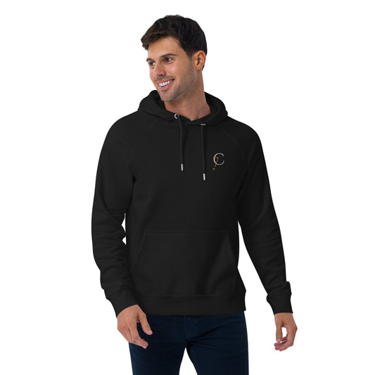 Premium Black Unisex eco raglan hoodie from Comfy72