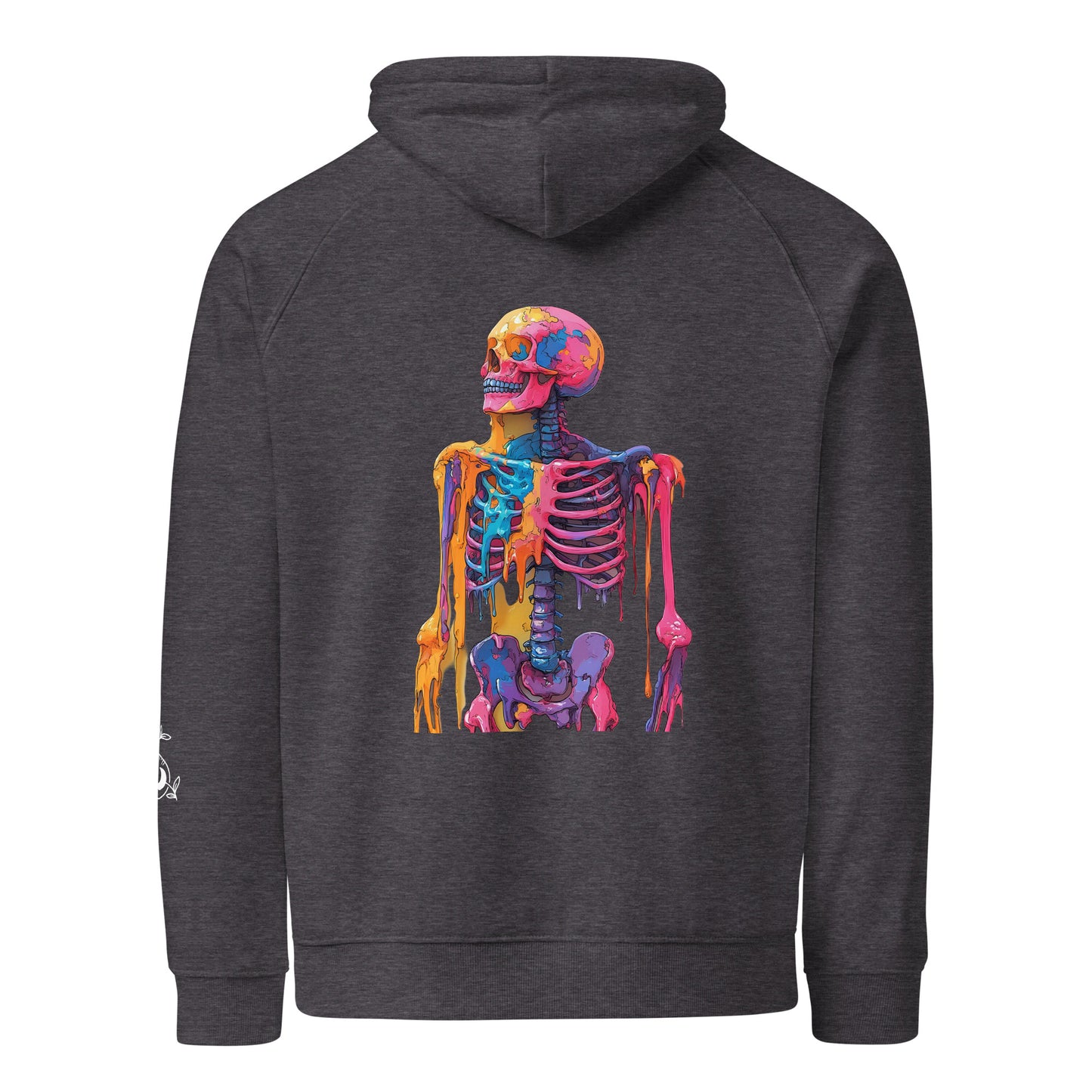 Unisex Eco Raglan Hoodie by Comfy72 – Skull-Themed, Sustainable Comfort with a Super-Soft Brushed Lining